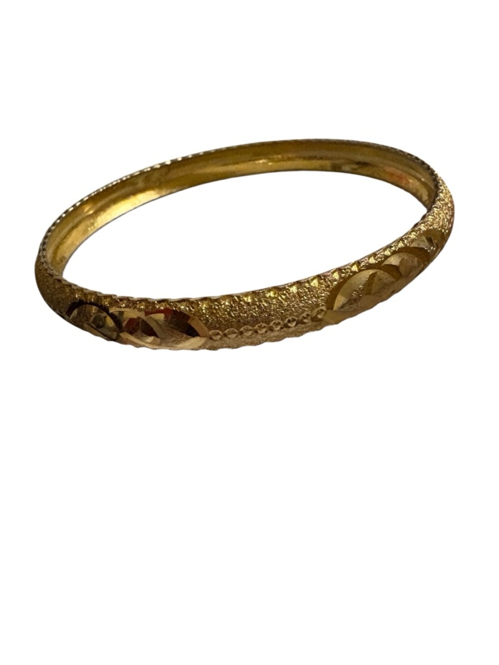 Gold Textured Vintage Patterned Women's Bangle Bracelet